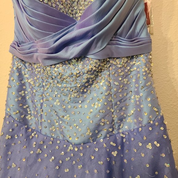 Tiffany Designs light blue strapless prom dress - Picture 3 of 7